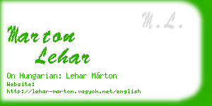 marton lehar business card